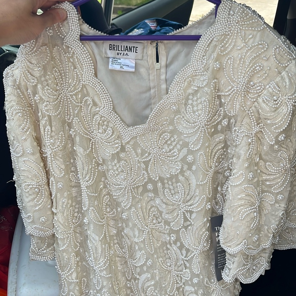 Women’s white jewel embroidered dress